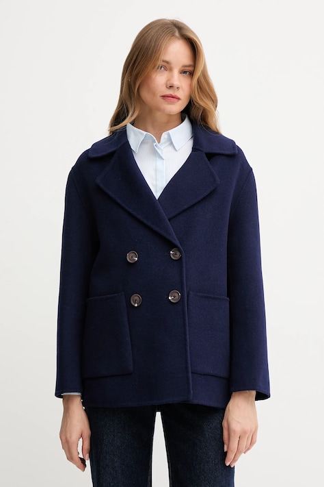 Палто с вълна United Colors of Benetton в тъмносиньо  28F7DN083