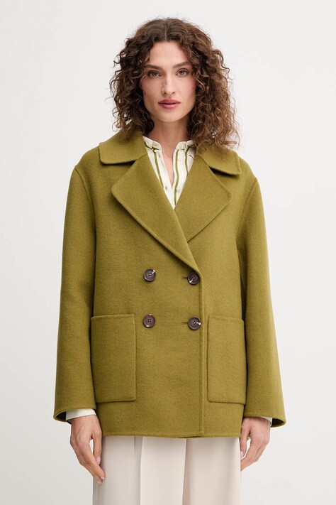 Μάλλινο παλτό United Colors of Benetton χρώμα: πράσινο, 28F7DN083