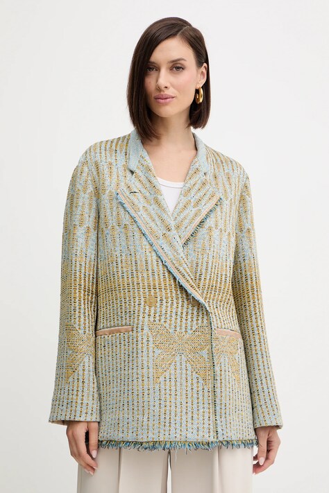 Forte Forte marynarka kolor niebieski dwurzędowa wzorzysta 14006.my.coat