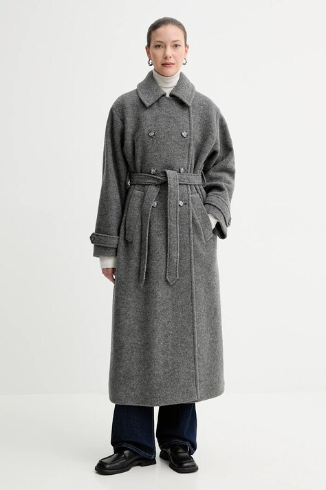 A.P.C. palton de lana manteau lea culoarea gri, WVBEH.F01557