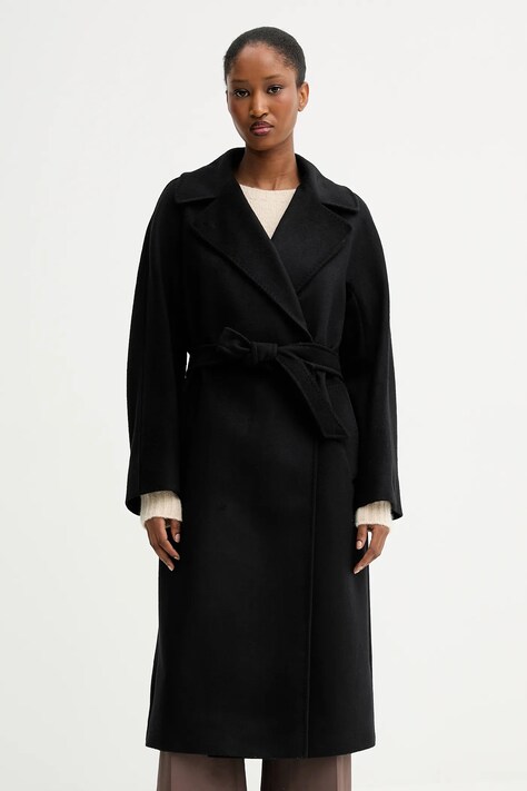 Weekend Max Mara palton de lână RESINA culoarea negru, de tranziție, oversize, 2525016031600