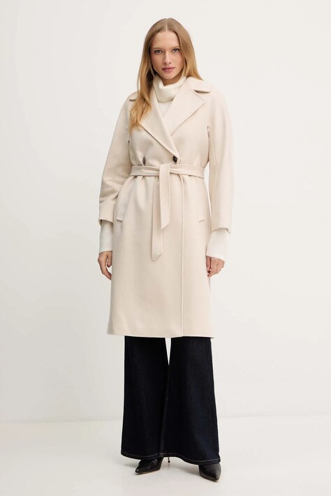 Vlněný kabát Weekend Max Mara RESINA béžová barva, 2525016102600