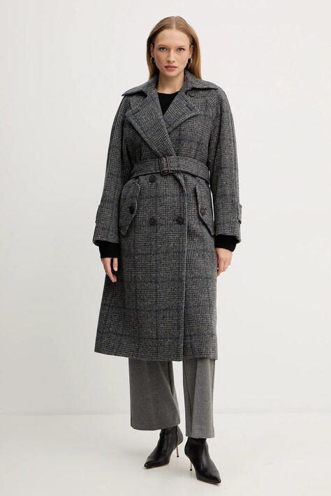 Kabát s příměsí vlny Weekend Max Mara SESTRI šedá barva, 2525016122600