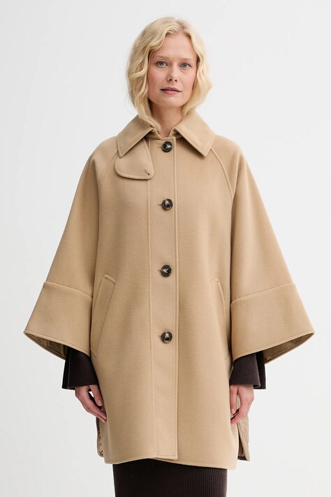 Kabát s prímesou vlny Weekend Max Mara RUFO béžová farba, 2525496012600
