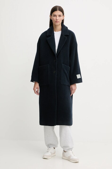 American Vintage płaszcz z dodatkiem wełny kolor granatowy ZIF17A