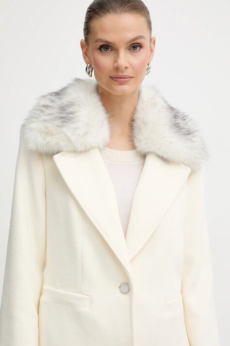 Guess płaszcz z dodatkiem wełny KAROLE kolor beżowy W5BL19 W2642