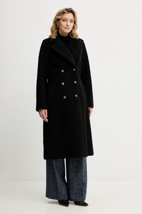 Παλτό Guess LAILA χρώμα: μαύρο, W5BL62 W4190