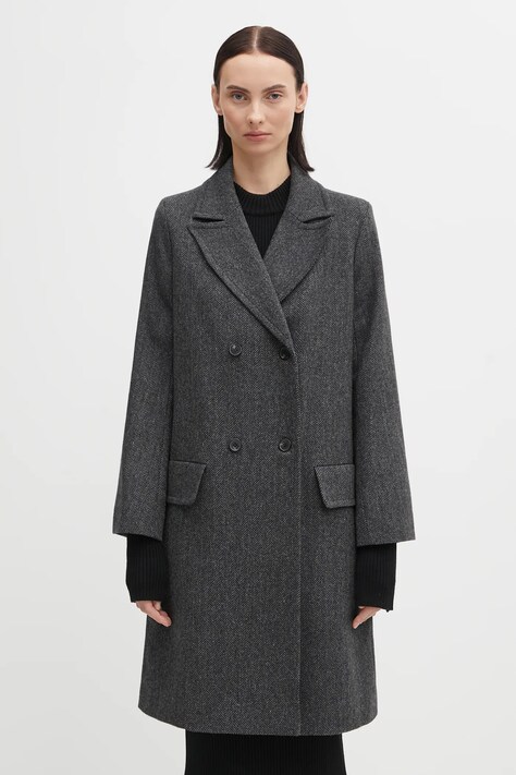 A.P.C. płaszcz z dodatkiem wełny Manteau Ginny kolor szary WOARA.F01545