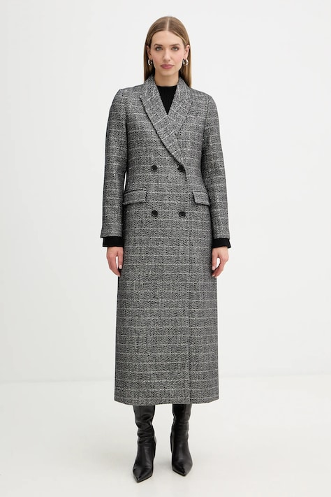 Kabát s prímesou vlny Twinset béžová farba, 252TT2041