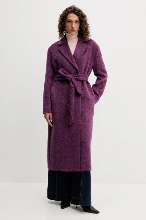 Twinset haină cu lână culoarea violet, 252TT2221