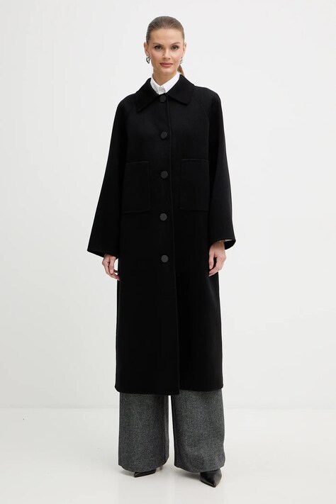 Armani Exchange płaszcz z dodatkiem wełny kolor czarny XW001234 AF16216