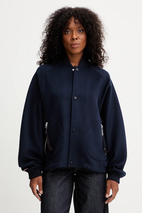 MAX&Co. kurtka wełniana kolor granatowy przejściowa oversize 2526086013200