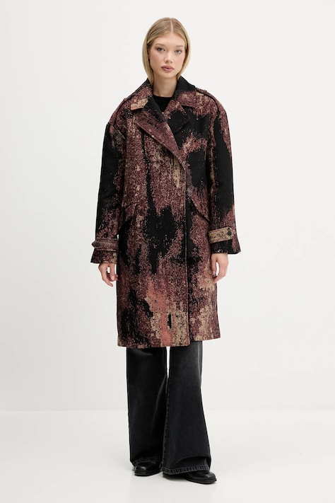 Kabát Desigual BRUSHED LAC hnědá barva, 25WWEW05