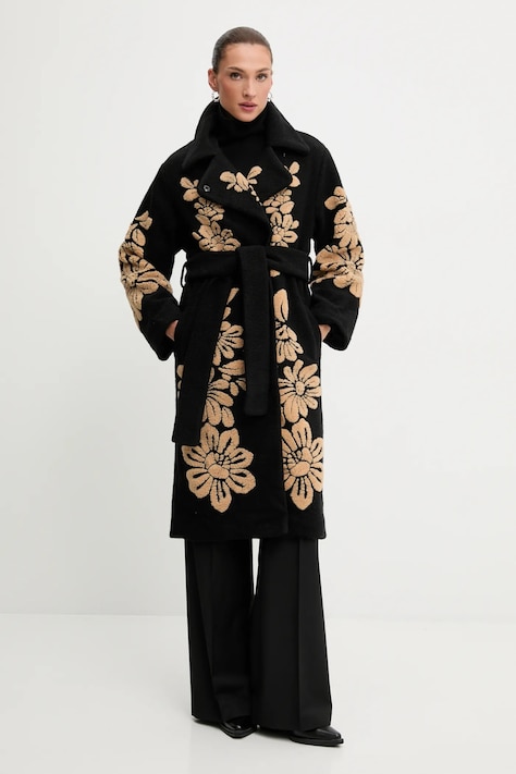 Kabát s prímesou vlny Farm Rio čierna farba, 351868