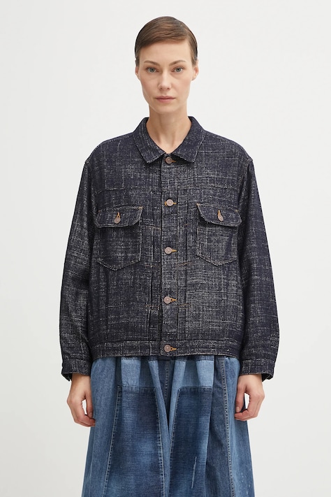 Visvim kurtka jedwabna 101x jkt kolor granatowy przejściowa oversize 325105013001