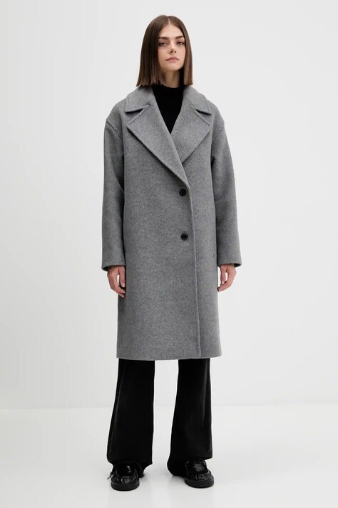 Μάλλινο παλτό HUGO χρώμα: γκρι, 50547612