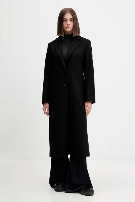 HUGO palton de lână culoarea negru, 50547691