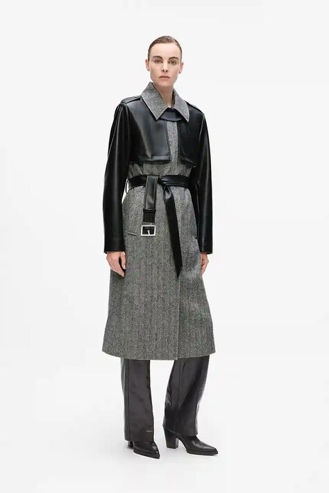 Kabát Karl Lagerfeld šedá barva, A4W15036
