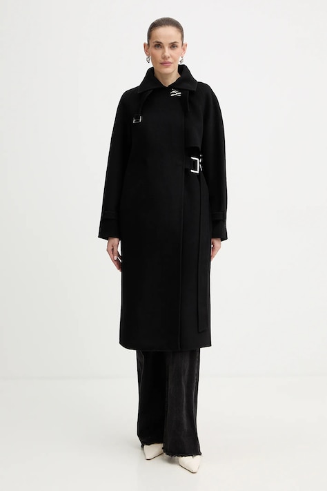 Kabát Karl Lagerfeld černá barva, A4W15039