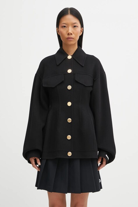 Sportmax płaszcz wełniany EGEO kolor czarny 2522086011600
