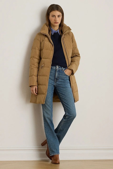 Μπουφάν με επένδυση από πούπουλα Lauren Ralph Lauren χρώμα: μπεζ, 297P04095