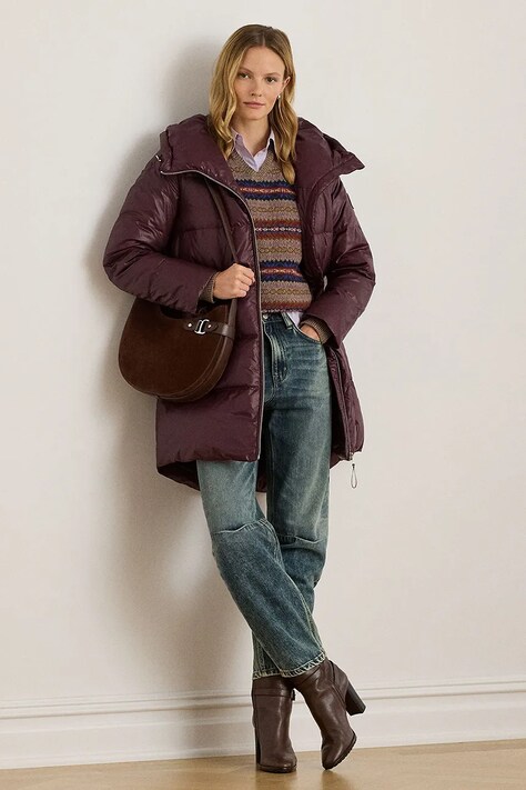 Pernata jakna Lauren Ralph Lauren boja: bordo, za zimu, 297P04101