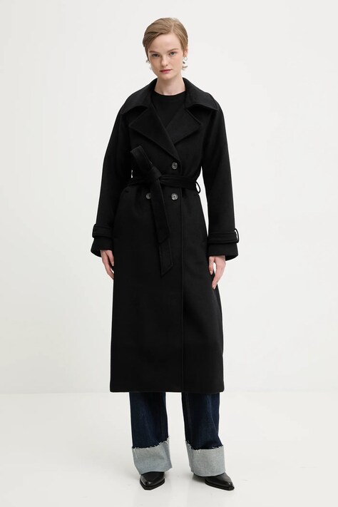 Abercrombie & Fitch płaszcz kolor czarny KI144-5191-900