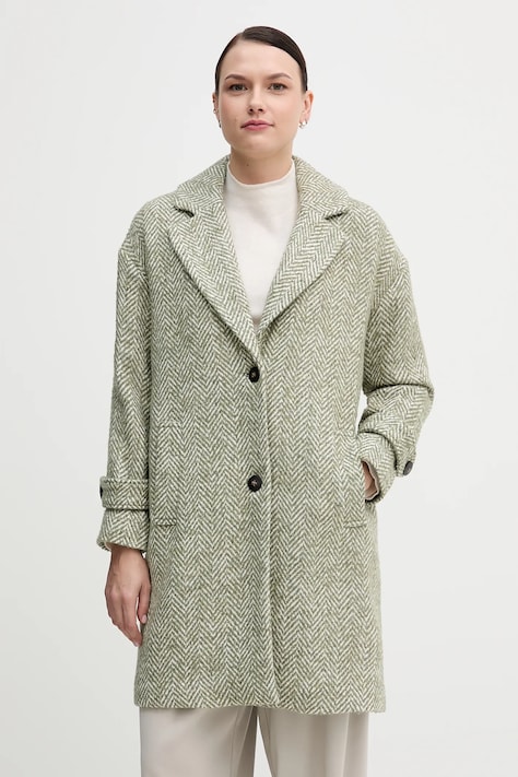 United Colors of Benetton płaszcz z dodatkiem wełny kolor zielony 2M9SDN08T