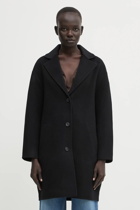 Вълнено палто Maison Kitsuné Doubleface в черно  PW02211WQ4067