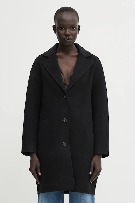 Вовняне пальто Maison Kitsuné Doubleface колір чорний  PW02211WQ4067