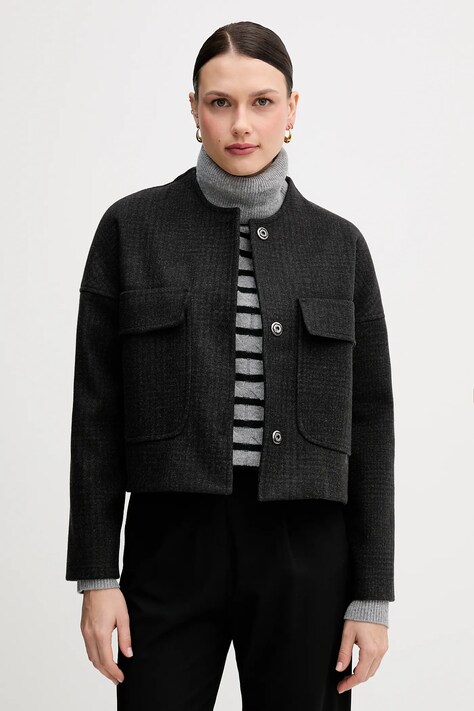 Sandro Ferrone kurtka kolor zielony przejściowa oversize S23YBFBRUCE