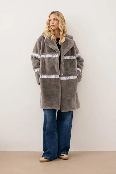 BIZUU Пальто из искусственного меха для женщин FLORENCE коричневое FLORENCE TAUPE