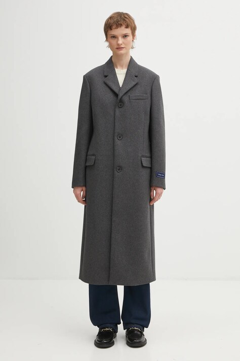 Sporty & Rich coat with wool Signature Logo Structured Wool gray color OW05064326GY11