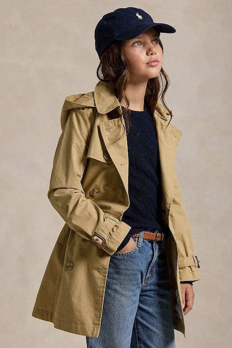 Polo Ralph Lauren trench in cotone per bambini colore beige 313915796001