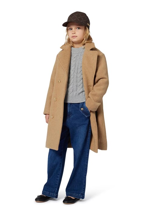 Παιδικό παλτό Michael Kors χρώμα: καφέ, R30454