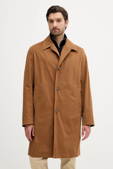 BOSS płaszcz męski kolor brązowy przejściowy oversize 50545771