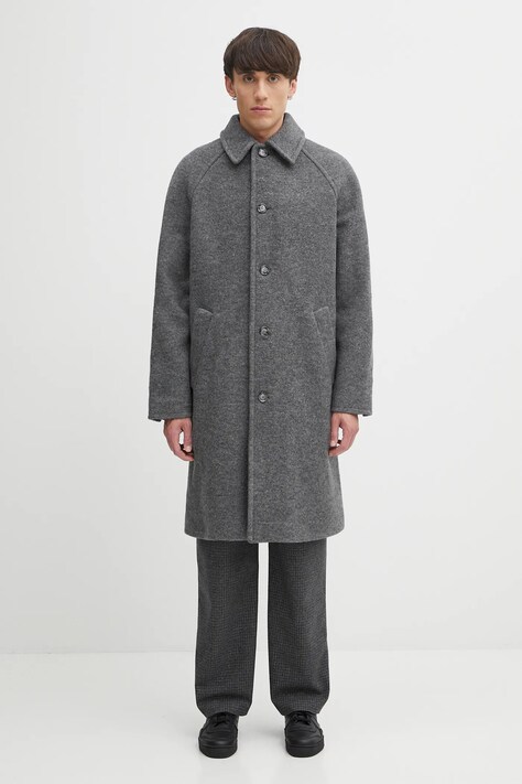 A.P.C. cappotto in lana manteau gaston colore grigio  WVBEH.H01516