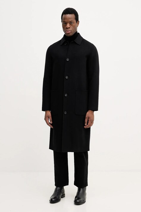 Vlněný kabát MACKAGE černá barva, BECKETT