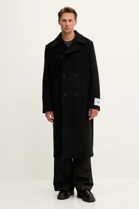 MSGM płaszcz z wełną kolor czarny 3940MC08.257603