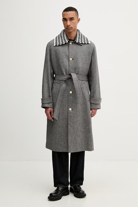 Drôle de Monsieur płaszcz wełniany Le Manteau Tweed kolor szary I.CT147.WV014
