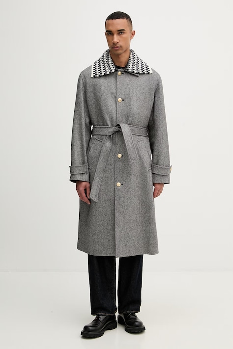 Вовняне пальто Drôle de Monsieur Le Manteau Tweed колір сірий I.CT147.WV014