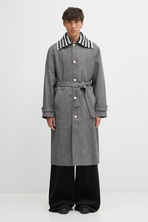 Drôle de Monsieur płaszcz wełniany Le Manteau Tweed kolor szary I.CT147.WV014