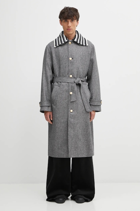 Drôle de Monsieur płaszcz wełniany Le Manteau Tweed kolor szary I.CT147.WV014