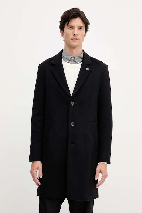 Пальто з вовною Tommy Hilfiger колір чорний  MW0MW40768