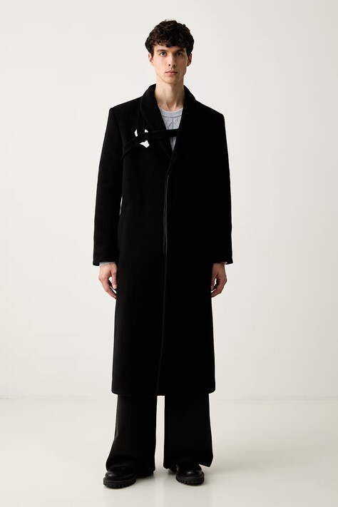 HELIOT EMIL пальто для мужчин из шерсти чёрное AW25_M_01_013_BLK01