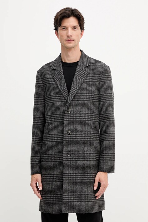 Tommy Hilfiger płaszcz z dodatkiem wełny kolor szary MW0MW40769