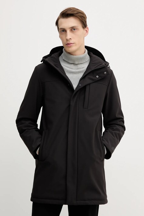 Trussardi płaszcz kolor czarny 8024M000007N