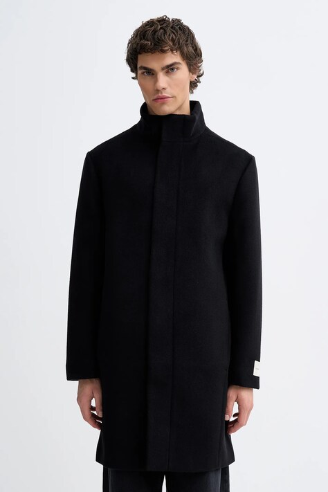 Calvin Klein płaszcz z dodatkiem wełny kolor czarny LV04LD457G