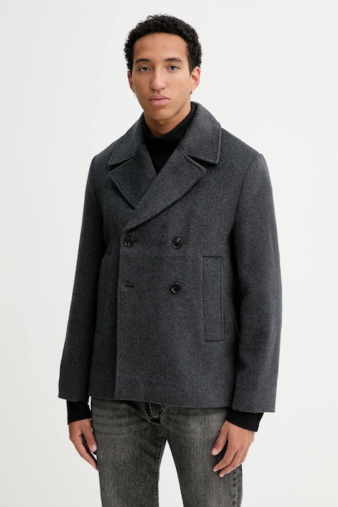 Calvin Klein haină cu lână culoarea gri, LV04LD472G