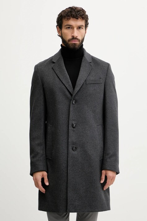 BOSS palton de lână culoarea gri, 50549187